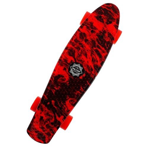Скейтборд, Пенни борд ONLYTOP R2206, размер 56х15 см, колеса PU, АBEC 7, алюминиевая рама, цвет красный