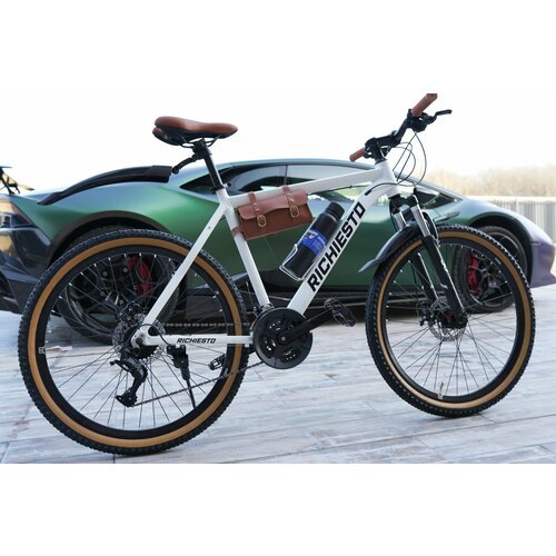 Велосипед горный RICHIESTO 29' Алюминиевая рама 21', Взрослый Спортивный Унисекс, белый с коричневым