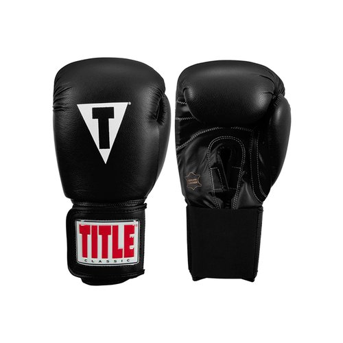 Боксерские перчатки TITLE Leather Elastic Training Gloves 2.0 Black (14 унций)