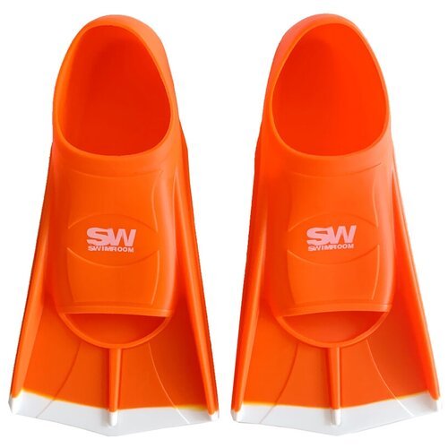 Силиконовые короткие ласты для плавания / бассейна SwimRoom 'Short Fins', Размер 33-35, Цвет оранжевый с белым