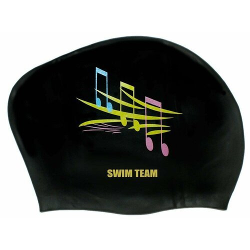 Шапочка для плавания для длинных волос SWIM TEAM ноты: KW-N (Чёрный)