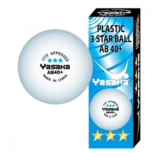 Мячи для настольного тенниса Yasaka 3* AB40+ Plastic x3 White