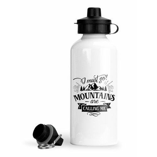 Спортивная бутылка Приключения I must go Mountains are calling Я должен идти Горы зовут