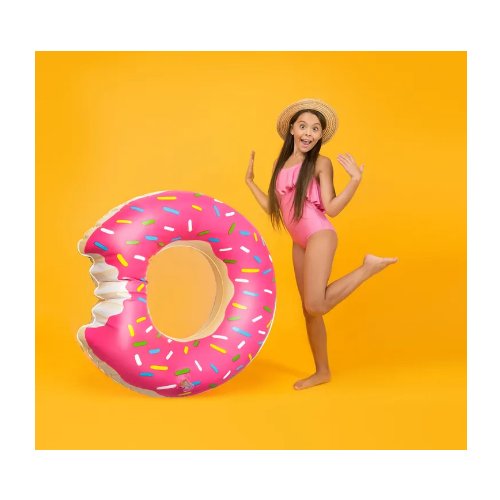 Розовый круг для плавания 'Dans Пончик' 70см, для детей 6-8лет