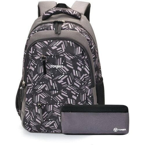 Рюкзак молодежный 45 х 30 х 18 см, эргономичная спинка, + пенал, TORBER CLASS X, серый T2602-GRE-P