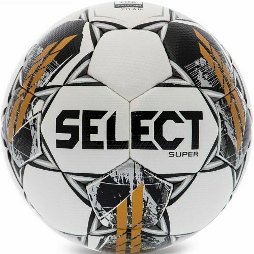 Мяч Select Super V23 3625560001, размер 5, FIFA PRO, бело-черн-золотой