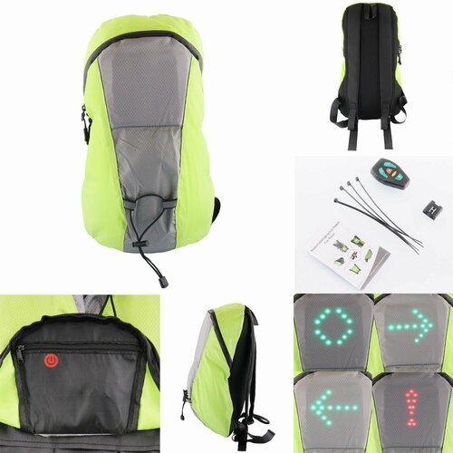 Рюкзак c LED указателями движения (400*250*150mm, серо-зеленый, 30 диодов, 500mАh, пульт на руль)